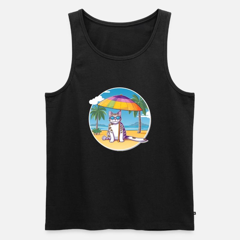 Strandkatze - Männer Premium Bio Tank Top - Schwarz