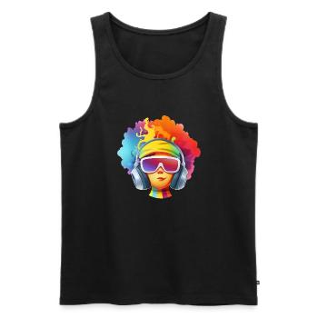 izup2u Disco Summer Girl - Männer Premium Bio Tank Top - Schwarz - Vorne - AI Model Male 178 light (178cm)
