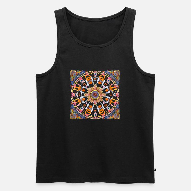 Botanical Mandala Ölgemälde - Männer Premium Bio Tank Top - Schwarz