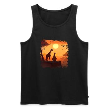 Giraffe family enjoying a sunset - Men's Premium Organic Tank Top - black - Front - Michal (187cm)