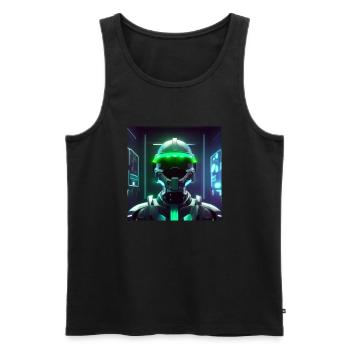 Cyberpunk Space Soldier - Men's Premium Organic Tank Top - black - Front - AI Model Male 178 light (178cm)