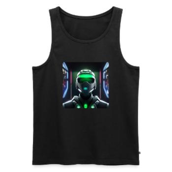 Cyberpunk Space Soldier - Men's Premium Organic Tank Top - black - Front - AI Model Male 178 light (178cm)