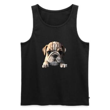 Chiens Chien bouledogue Français Chien Propriétaire - Débardeur bio Premium Homme - noir - Devant - AI Model Male 178 light (178cm)