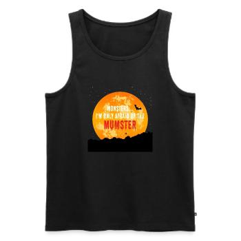 Afraid of the mumster - Men's Premium Organic Tank Top - black - Front - AI Model Male 178 light (178cm)
