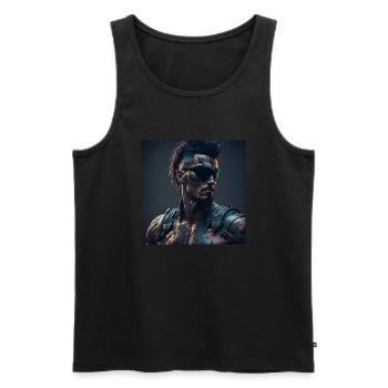 Future Cyberpunkt Warrior - Men's Premium Organic Tank Top - black - Front - AI Model Male 178 light (178cm)