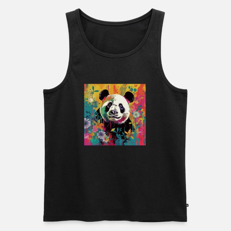 PANDA IM DSCHUNGEL - Männer Premium Bio Tank Top - Schwarz