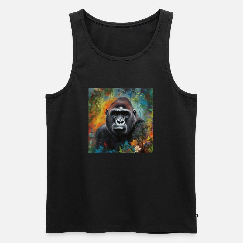DER GORILLA IM DSCHUNGEL - Männer Premium Bio Tank Top - Schwarz