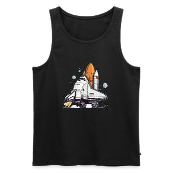 Playful Cartoon Space Shuttle - Men's Premium Organic Tank Top - black - Front - Michal (187cm)
