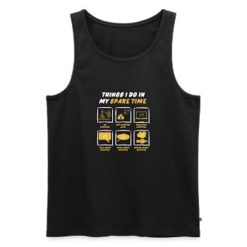 CAMP IN SPARE TIME - Men's Premium Organic Tank Top - black - Front - Michal (187cm)
