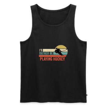 Hockey - I'd Rather be Playing Hockey Gift Idea - Men's Premium Organic Tank Top - black - Front - Michal (187cm)