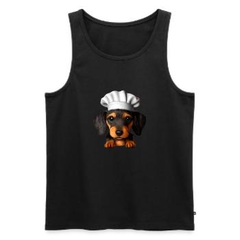Teckel chien cuisine chiens teckel chiot restaurateur - Débardeur bio Premium Homme - noir - Devant - Michal (187cm)