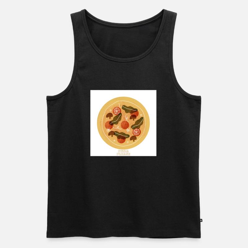Pizza bitte - Männer Premium Bio Tank Top - Schwarz