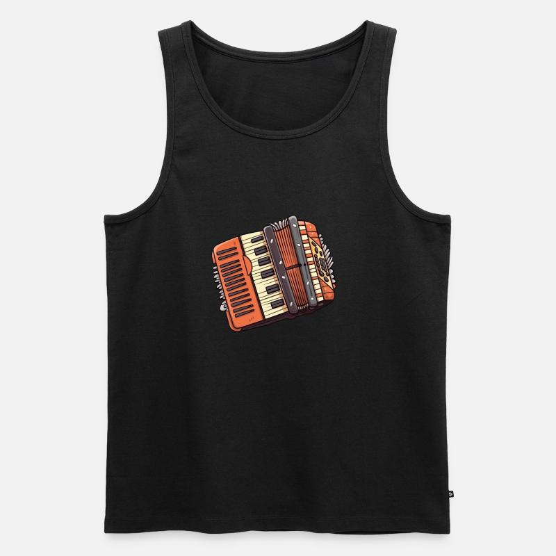 Akkordeon im Comic Stil - Männer Premium Bio Tank Top - Schwarz