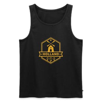 Logo Holland avec moulin et 3 tulipes - Débardeur bio Premium Homme - noir - Devant - AI Model Male 178 light (178cm)