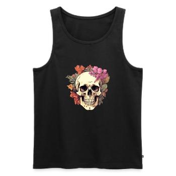 Botanical skull - Men's Premium Organic Tank Top - black - Front - AI Model Male 178 light (178cm)