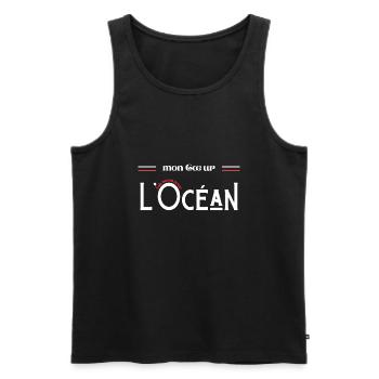 Mon cœur fait boum pour l’océan - Débardeur bio Premium Homme - noir - Devant - AI Model Male 178 light (178cm)
