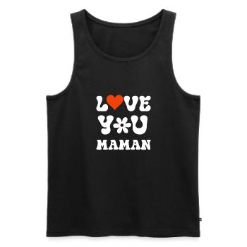 FDM099 love tou maman groove speadtshirt blanc - Débardeur bio Premium Homme - noir - Devant - Michal (187cm)