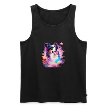 Australian Shepherd - Männer Premium Bio Tank Top - Schwarz - Vorne - Michal (187cm)