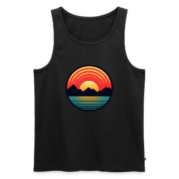 Coucher de soleil - Débardeur bio Premium Homme - noir - Devant - Michal (187cm)