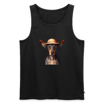 Doberman Doberman Dresseur Chien Doberman Chiot - Débardeur bio Premium Homme - noir - Devant - AI Model Male 178 light (178cm)