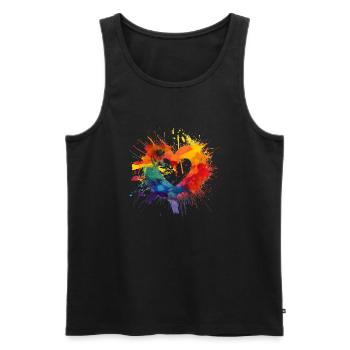 LOVE IS LOVE - Men's Premium Organic Tank Top - black - Front - Michal (187cm)