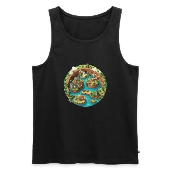 Gaming World Map - Jump and Run - Männer Premium Bio Tank Top - Schwarz - Vorne - AI Model Male 178 light (178cm)