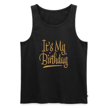C’est mon anniversaire - Débardeur bio Premium Homme - noir - Devant - Michal (187cm)