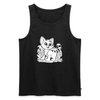 Cat Cat Kitten Cat Lady - Men's Premium Organic Tank Top - black - Front - AI Model Male 178 light (178cm)
