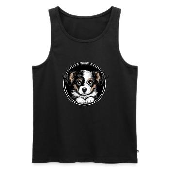 Chiot mignon - Débardeur bio Premium Homme - noir - Devant - AI Model Male 178 light (178cm)
