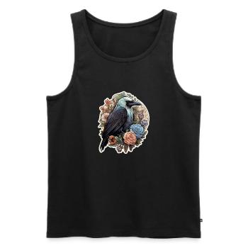 Gothic Rabe Krähe Mystisch Horror Rote Blumen - Männer Premium Bio Tank Top - Schwarz - Vorne - Michal (187cm)