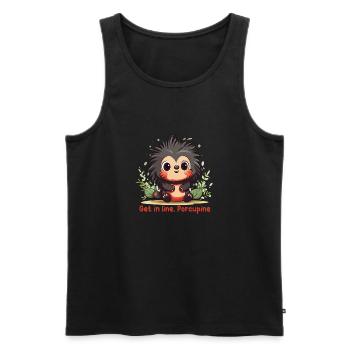 Get in line, Porcupine - Débardeur bio Premium Homme - noir - Devant - AI Model Male 178 light (178cm)