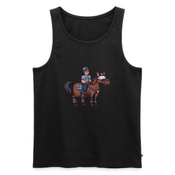 Cartoon Police Officer On Horse - Men's Premium Organic Tank Top - black - Front - Michal (187cm)