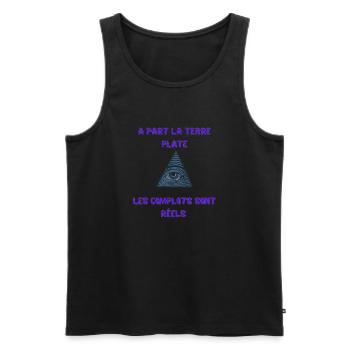 Tee shirt vêtements terre plate conspiration comp - Débardeur bio Premium Homme - noir - Devant - Michal (187cm)