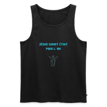 Tee shirt humour Jésus OM Marseille vêtements - Débardeur bio Premium Homme - noir - Devant - Michal (187cm)