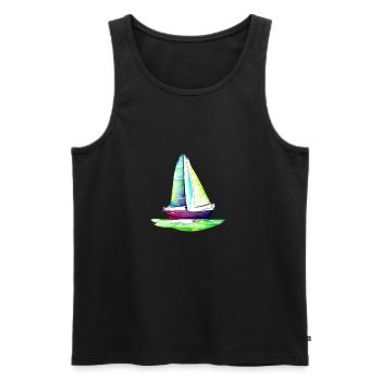 Voilier Voilier Voilier à voile - Débardeur bio Premium Homme - noir - Devant - Michal (187cm)