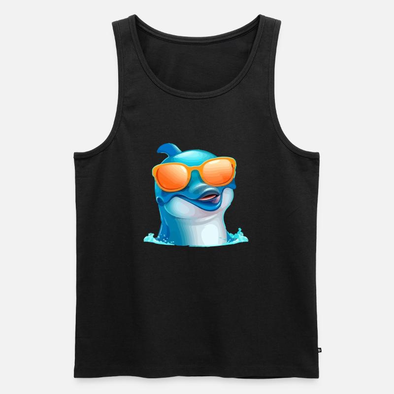Chas der Brillendelfin - Männer Premium Bio Tank Top - Schwarz
