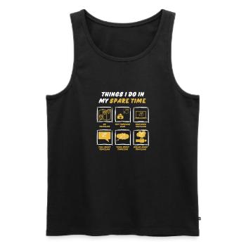 TRAVELING IN SPARE TIME - Men's Premium Organic Tank Top - black - Front - Michal (187cm)