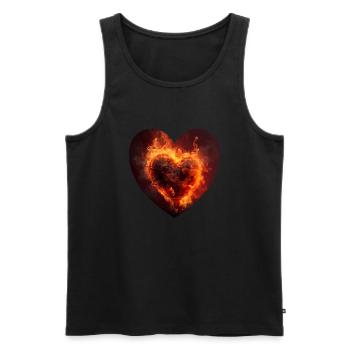Burning heart, a powerful symbol of love - Men's Premium Organic Tank Top - black - Front - AI Model Male 178 light (178cm)