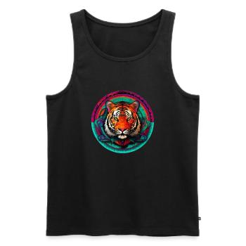 Tiger Mandala Harmony - Men's Premium Organic Tank Top - black - Front - AI Model Male 178 light (178cm)