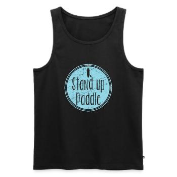 Vintage SUP Stand Up Paddle | Summer Vacation Suns - Men's Premium Organic Tank Top - black - Front - Michal (187cm)