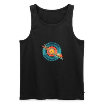 Retro Disc - Männer Premium Bio Tank Top - Schwarz - Vorne - AI Model Male 178 light (178cm)