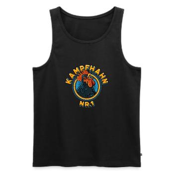 Feuriger Kampfhan - Herr über die Hitze - Männer Premium Bio Tank Top - Schwarz - Vorne - Michal (187cm)