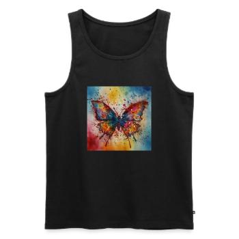 Modern Colourful Butterfly Art - Men's Premium Organic Tank Top - black - Front - Michal (187cm)
