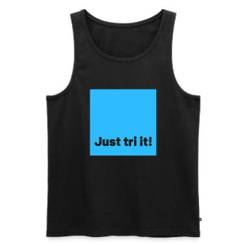 just tri it blue - Männer Premium Bio Tank Top - Schwarz - Vorne - AI Model Male 178 light (178cm)
