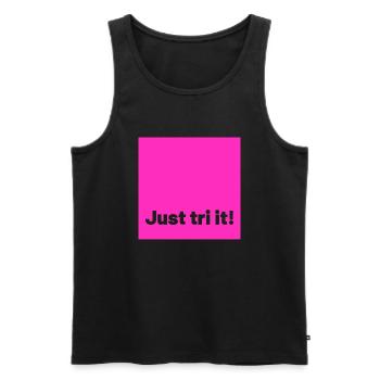 just tri it pink - Männer Premium Bio Tank Top - Schwarz - Vorne - Michal (187cm)