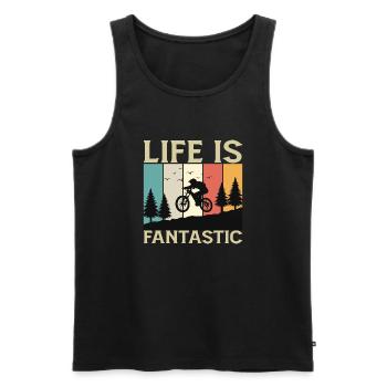 Life is Fantastic - Männer Premium Bio Tank Top - Schwarz - Vorne - AI Model Male 178 light (178cm)
