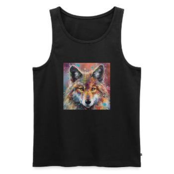 Modern & Colourful Wolf Wall Art by Bodhi - Men's Premium Organic Tank Top - black - Front - Michal (187cm)