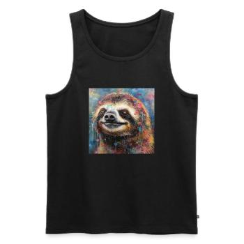Modern & Colourful Sloth Wall Art by Bodhi - Men's Premium Organic Tank Top - black - Front - AI Model Male 178 light (178cm)