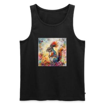 Modern & Colourful Squirrel Wall Art by Bodhi - Men's Premium Organic Tank Top - black - Front - AI Model Male 178 light (178cm)