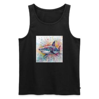 Modern & Colourful Shark Wall Art by Bodhi - Men's Premium Organic Tank Top - black - Front - Michal (187cm)